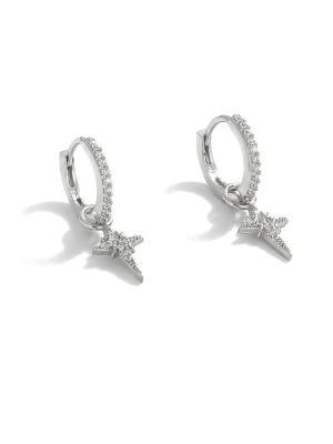 Miu Silver Srebrne kolczyki-kreole z cyrkoniami rozmiar: onesize