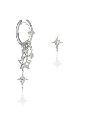 Miu Silver Srebrne kolczyki-kreole z cyrkoniami rozmiar: onesize