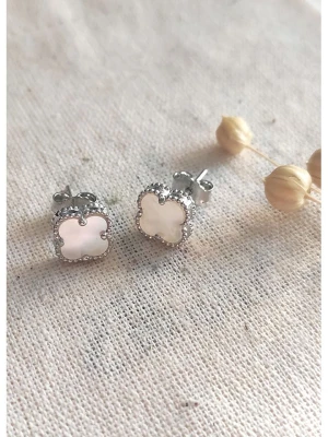 Miu Silver Srebrne kolczyki-wkrętki z masą perłową rozmiar: onesize