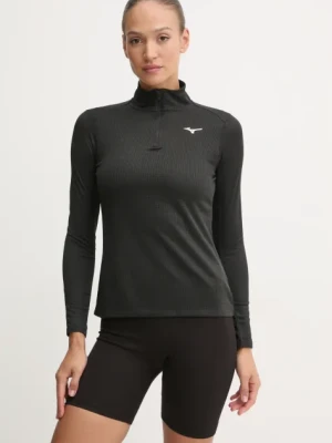 Mizuno bluza do biegania Dryaeroflow kolor czarny gładka J2GAB704