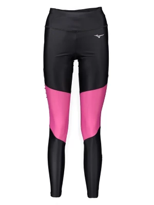 Mizuno Legginsy "Core" w kolorze czarno-jasnoróżowym do biegania rozmiar: L