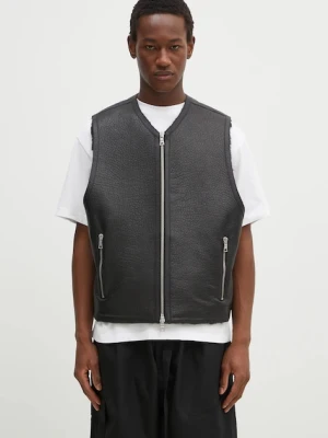 Zdjęcie produktu MKI MIYUKI ZOKU bezrękawnik skórzany Shearling Vest męski kolor czarny przejściowy SHEARLING.VEST.BLACK