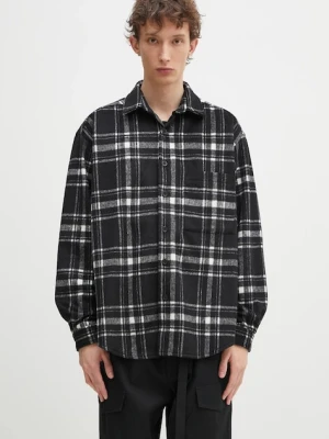 MKI MIYUKI ZOKU koszula z domieszką wełny Check Flannel Shirt męska kolor czarny relaxed z kołnierzykiem klasycznym CHECK.FLANNEL.SHIRT.BLA
