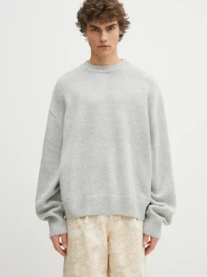 MKI MIYUKI ZOKU sweter z domieszką wełny Mohair Blend Knit Crew męski kolor szary ciepły MOHAIR.BLEND.KNIT.CREW.