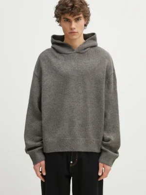 MKI MIYUKI ZOKU sweter z domieszką wełny Mohair Blend Knit Hoody męski kolor szary ciepły MOHAIR.BLEND.KNIT.HO.BR