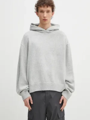 MKI MIYUKI ZOKU sweter z domieszką wełny Mohair Blend Knit Hoody męski kolor szary ciepły MOHAIR.BLEND.KNIT.HOODY