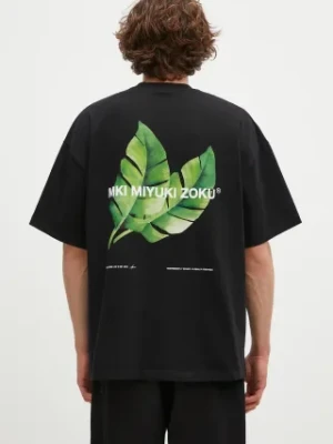 MKI MIYUKI ZOKU t-shirt bawełniany Leaf męski kolor czarny z nadrukiem LEAF.TSHIRT