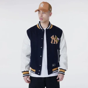 New Era MLB Floral Varsity Jacket York Yankees mężczyźni Kurtki preppy niebieski rozmiar Odzież