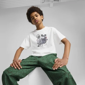 Młodzieżowa koszulka PUMA x TMNT o luźnym kroju z grafiką, Odzież, Biały,