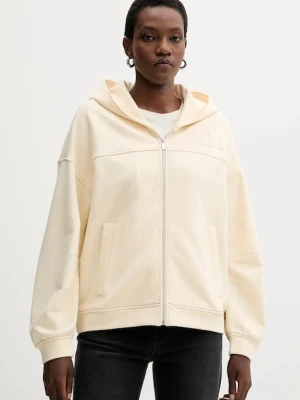 MM bluza YALE damska kolor beżowy z kapturem z aplikacją 2526926047600