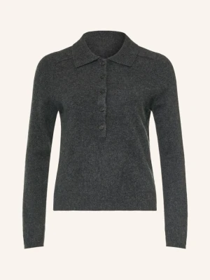 Mm By Max Mara Koszulka Polo Z Dzianiny Cellula Z Kaszmirem grau CZIEMNOSZARY