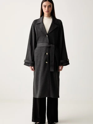 MM by Max Mara płaszcz damski z wiskozą MMLESPOSTO czarny