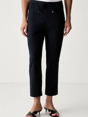 MM by Max Mara spodnie damskie bawełniane z elastanem MMLMARA granatowy