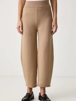 MM by Max Mara spodnie damskie wełniane MMLOBOLI beżowy
