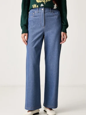 MM by Max Mara spodnie damskie z bawełną MMLEMIRO niebieski