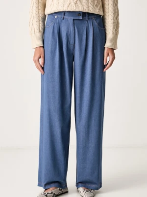 MM by Max Mara spodnie damskie z wiskozą MMLGESTRO niebieski
