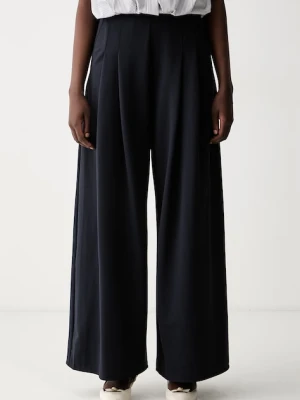 MM by Max Mara spodnie palazzo damskie MMLVONGOLA granatowy
