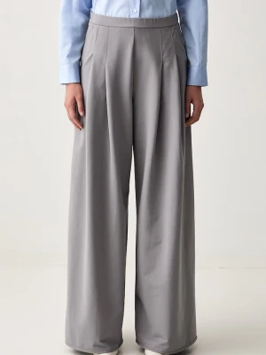 MM by Max Mara spodnie palazzo damskie MMLVONGOLA szary
