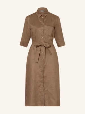 Mm By Max Mara Sukienka Koszulowa Tabella Z Lnu braun