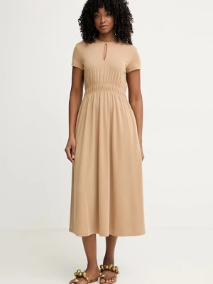 MM by Max Mara sukienka rozkloszowana z modalem CANNONE beżowy