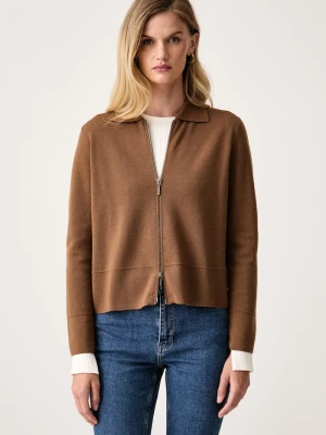 MM by Max Mara sweter rozpinany damski wełniany MMLSNACK brązowy