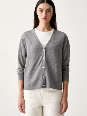 MM by Max Mara sweter rozpinany damski wełniany MMLSNACK szary