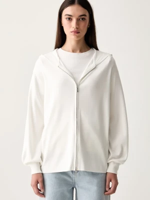 MM by Max Mara sweter rozpinany damski z wiskozą MMLGINNASTA biały