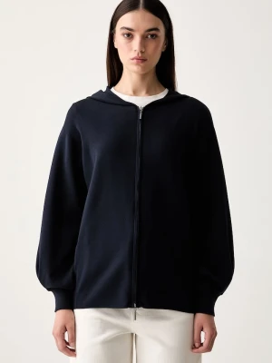 MM by Max Mara sweter rozpinany damski z wiskozą MMLGINNASTA granatowy