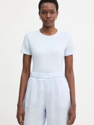 MM by Max Mara T-shirt basic damski bawełniany z elastanem MULINO niebieski