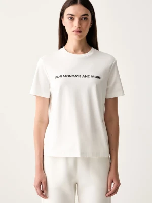 MM by Max Mara T-shirt damski bawełniany MMLEXPLOIT beżowy