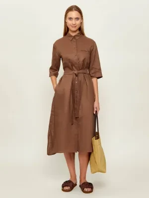 MM Lniana sukienka z paskiem MMLTABELLA