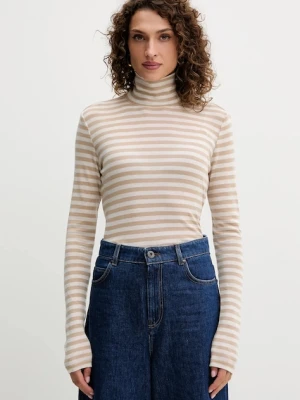 MM longsleeve z dodatkiem wełny BLASY kolor beżowy z golfem 2526946028600