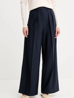 MM spodnie GELA damskie kolor granatowy szerokie high waist 2526786037600