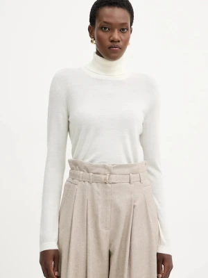 MM sweter wełniany ADRIA damski kolor beżowy lekki z golfem 2526366018600