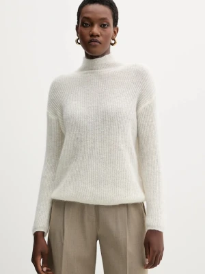 MM sweter z wełną TENNA damski kolor beżowy lekki z golfem 2526366188600