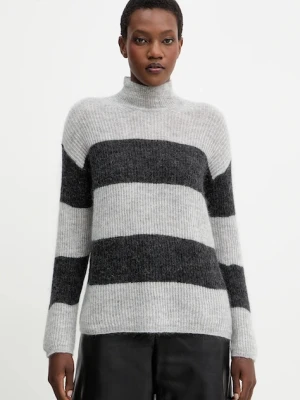 MM sweter z wełną TENNA damski kolor szary lekki z golfem 2526366188600