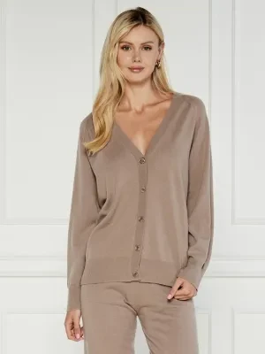 MM Wełniany kardigan TURTLEDOVE | Regular Fit | z dodatkiem kaszmiru