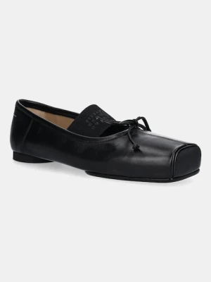 MM6 Maison Margiela baleriny skórzane czarny