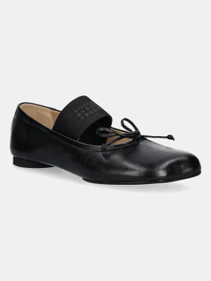 MM6 Maison Margiela baleriny skórzane czarny