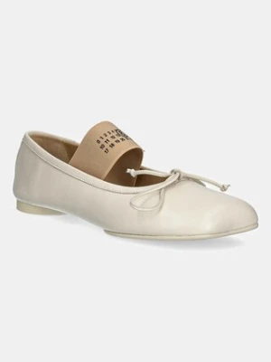 MM6 Maison Margiela baleriny skórzane kolor beżowy S59WZ0099