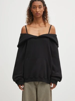 MM6 Maison Margiela bluza bawełniana damska kolor czarny z kapturem gładka S52GU0244.M25014.900