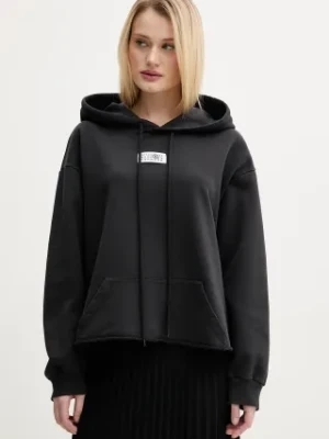 MM6 Maison Margiela bluza bawełniana damska kolor czarny z kapturem z aplikacją S52GU0235.M25012