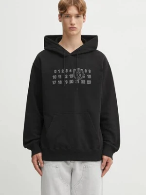 MM6 Maison Margiela bluza bawełniana męska kolor czarny z kapturem z nadrukiem SH0GU0035.M25025.900