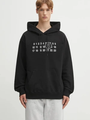 MM6 Maison Margiela bluza bawełniana męska kolor czarny z kapturem z nadrukiem SH0GU0035.M25025.900
