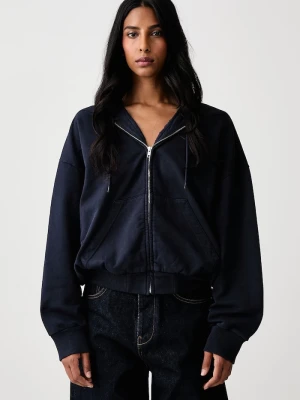 MM6 Maison Margiela bluza rozpinana z kapturem damska bawełniana granatowy