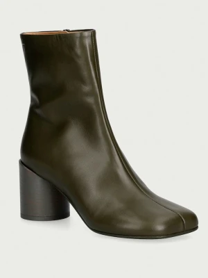 MM6 Maison Margiela botki damskie skórzane zielony