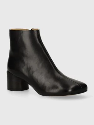 MM6 Maison Margiela botki skórzane Ankle Boots damskie kolor czarny na słupku S59WU0234