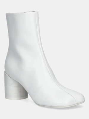 MM6 Maison Margiela botki skórzane damskie kolor biały na słupku S59WU0235.P3628.T1003