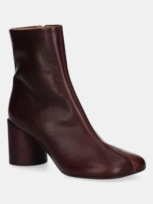 MM6 Maison Margiela botki skórzane damskie kolor bordowy na słupku S59WU0260.P5000.T2353