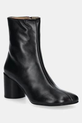 MM6 Maison Margiela botki skórzane damskie kolor czarny na słupku S59WU0235.P3628